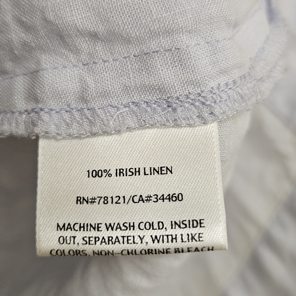 Eileen Fisher 100% Irish Linen Beaded Blouse Size M Light Periwinkle Blue - Picture 6 of 8